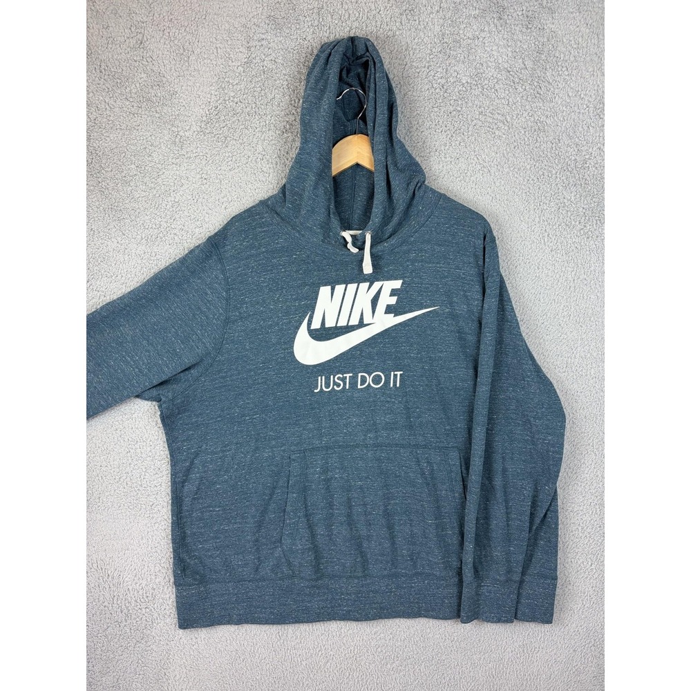 Nike Hoodie Womens 3X Blue Just Do It Fleece Pullover Graphic Logo Plus Size